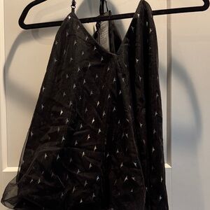 Black Sheer Star Print Tank